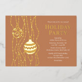 Tan Elegant Kerstfeest Zakelijke vakantie Folie Uitnodiging (Voorkant)