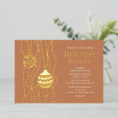 Tan Elegant Kerstfeest Zakelijke vakantie Folie Uitnodiging (Staand Voorkant)