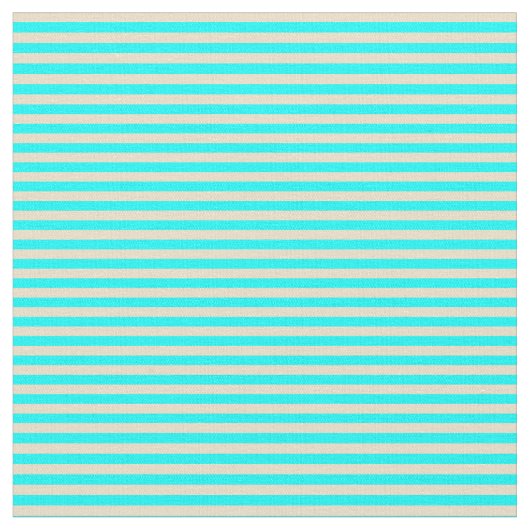 Tan- en Aqua Lined/Striped Pattern Stof (Close Up)
