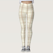 Tan en beige Tartan Patroon Leggen Pants Leggings (Voorkant)