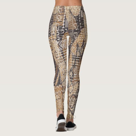 Tan en Black African Mud Cloth Leggings (Achterkant)