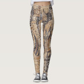 Tan en Black African Mud Cloth Leggings (Voorkant)