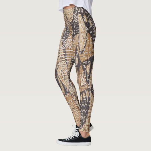 Tan en Black African Mud Cloth Leggings (Links)
