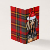 Tan en Black Coonhound Red Plaid Holiday Kaart (Buitenkant)
