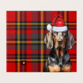 Tan en Black Coonhound Red Plaid Holiday Kaart (Buitenkant ongevouwen)