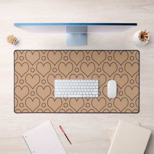 Tan en Black Love Hearts en Polka Dots patroon Bureaumat (Kantoor 1)