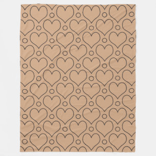 Tan en Black Love Hearts en Polka Dots patroon Fleece Deken