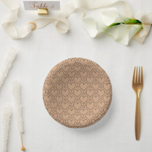 Tan en Black Love Hearts en Polka Dots patroon Papieren Kommen