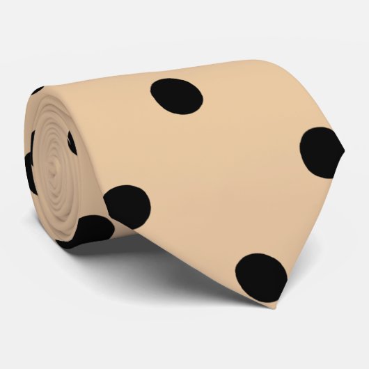 Tan en Black Polka Dot Pattern. Stropdas (Opgerold)