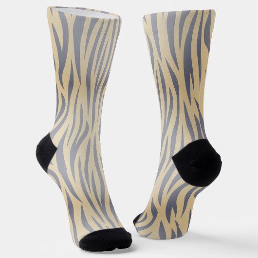 Tan en Black Zebra Stripe Crew Sokken (Gebogen)
