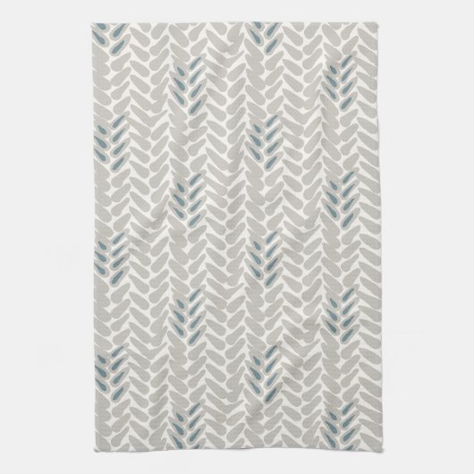 Tan en Blauwgroen Tarwepatroon Theedoek (Verticaal)