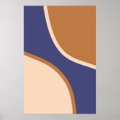 Tan en Blue Minimalist Swirl Shapes and Edges Poster (Voorkant)