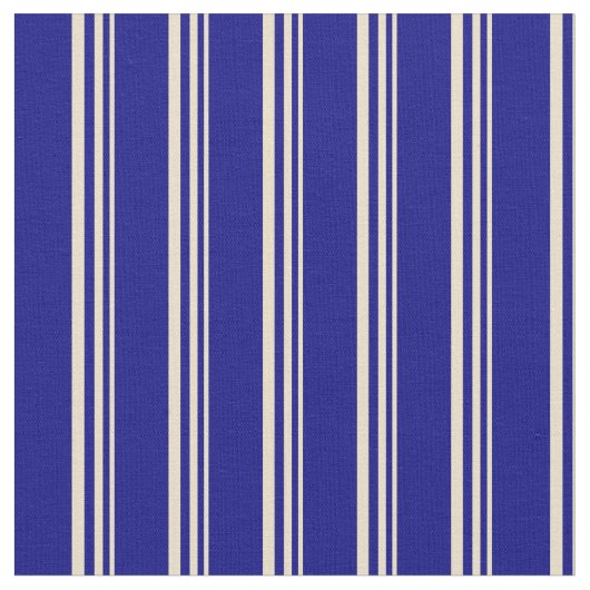 Tan en Blue Striped Pattern Stof (Close Up)