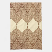 Tan en Brown Indian Lace  Design Pattern Theedoek (Verticaal)