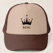 Tan en Brown King tekst en Crown Afbeelding Trucker Pet (Voorkant)