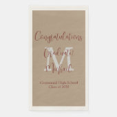 Tan en Brown Monogrammed Minimal Graduation Party Servet (Voorkant)