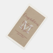 Tan en Brown Monogrammed Minimal Graduation Party Servet (Hoek)