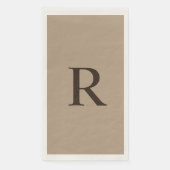 Tan en Brown Monogrammed Minimalist Neutral Servet (Voorkant)