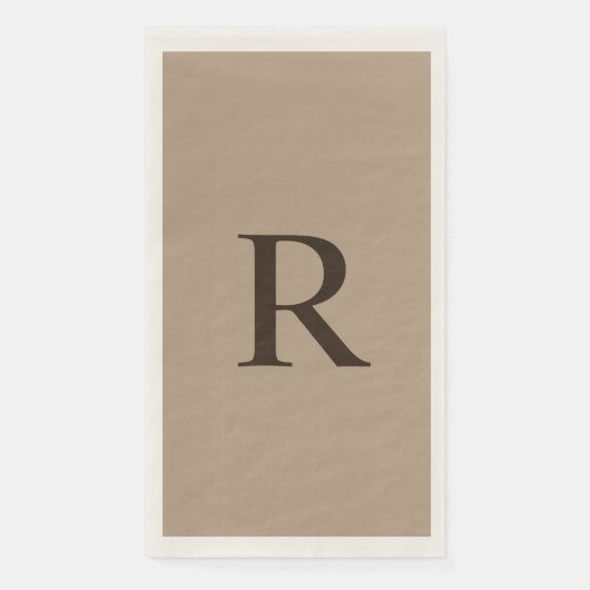 Tan en Brown Monogrammed Minimalist Neutral Servet (Voorkant)