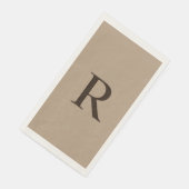 Tan en Brown Monogrammed Minimalist Neutral Servet (Hoek)