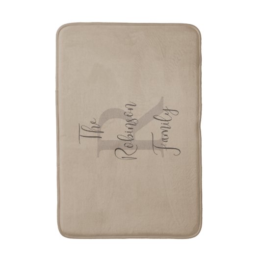 Tan en bruin familienaam Classic Monogrammed Badmat (Voorkant Verticaal)