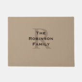 Tan en bruin familienaam monogram deurmat (Voorkant)