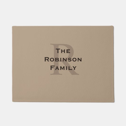Tan en bruin familienaam monogram deurmat (Voorkant)