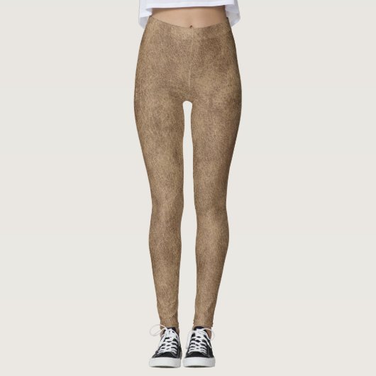 Tan en bruin kunstleder leggings (Voorkant)