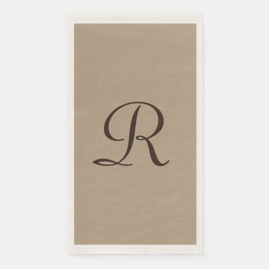 Tan en bruin Monogrammed minimalistische neutrale  Servet (Voorkant)