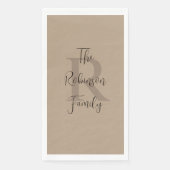 Tan en Bruin Naam Monogram Papier Gast Handdoek Servet (Voorkant)