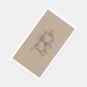 Tan en Bruin Naam Monogram Papier Gast Handdoek Servet (Hoek)
