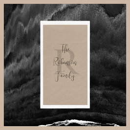 Tan en Bruin Naam Monogram Papier Gast Handdoek Servet