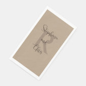 Tan en Bruin Naam Monogram Papier Gast Handdoek Servet (Hoek)