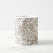 Tan en Cream Bloemen Koffiemok (Center)