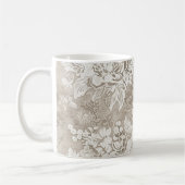 Tan en Cream Bloemen Koffiemok (Links)