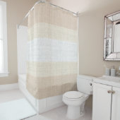 Tan en Cream Crosshatch Patroon, Douchegordijn (In situ)