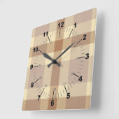 Tan en Cream Tartan Vierkante Klok (Hoek)