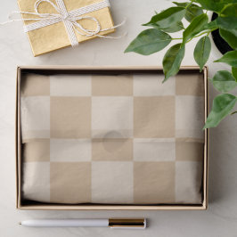 Tan en Crème Checkerboard Zacht Neutraal Palet Tissuepapier