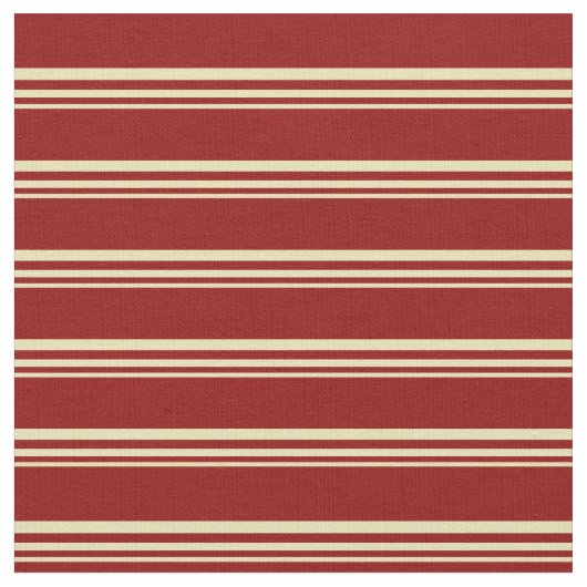 Tan en Dark Red Striped Pattern Stof (Close Up)