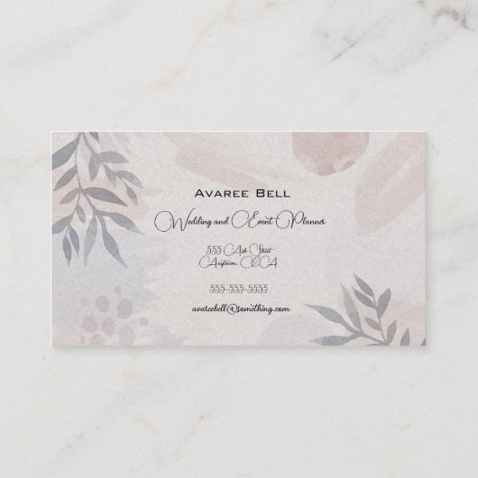 Tan en Gray Floral Wedding and Event Planner Visitekaartje (Achterkant)