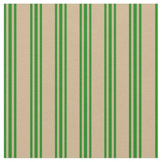 Tan en Green Lines Pattern Stof (Close Up)