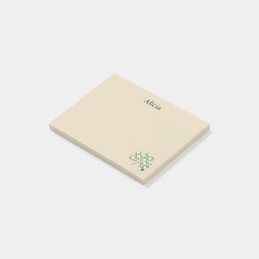 Tan en Green Play Clover Post-it® Notes (Schuin)