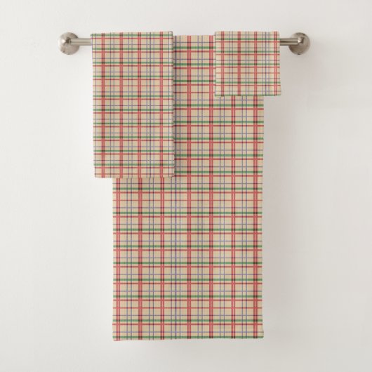 Tan en Red Plaid Bad Handdoek (Insitu)