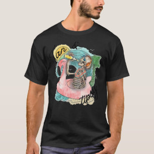 Tan en Tipsy Beach Skeleton Music Summer Vacking T-shirt
