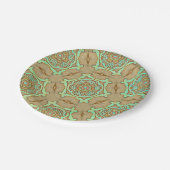Tan en turquoise arabesk papieren bordje (Gekanteld)
