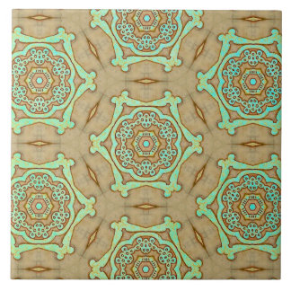 Tan en turquoise arabesk tegeltje