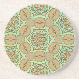 Tan en turquoise arabesk zandsteen onderzetter