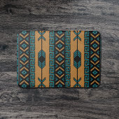 Tan en Turquoise Southwest Aztec Pattern Badmat