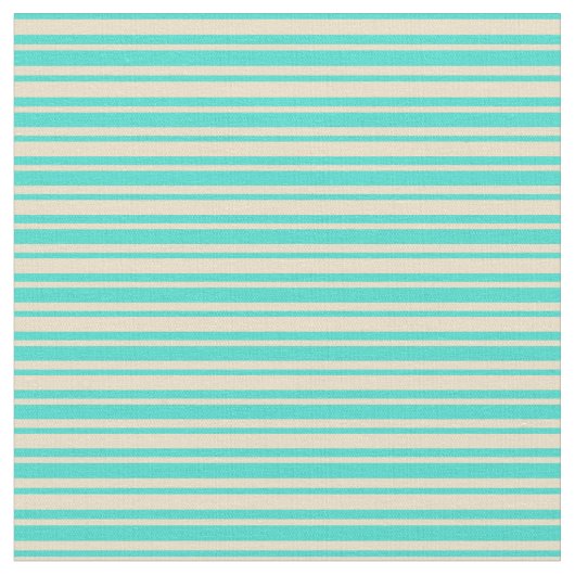 Tan- en Turquoise Striped/Lined Pattern Stof (Close Up)