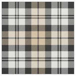 Tan en White Black Watch Tartan Stof
